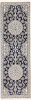 Tapis de couloir Tapis persan - Nain - Royal - 196 x 61 cm - bleu foncé