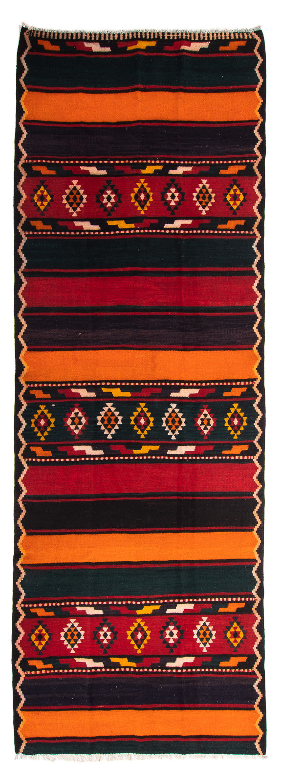 Tapis de couloir Tapis Kelim - Vieux - 340 x 140 cm - multicolore