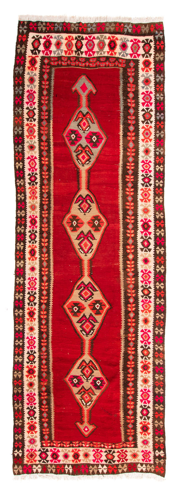 Tapis de couloir Tapis Kelim - Vieux - 380 x 150 cm - multicolore