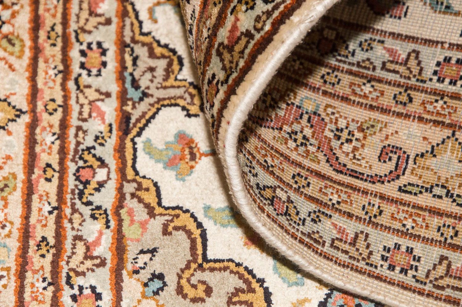 Tapis en soie - Soie du Cachemire - 123 x 79 cm - beige