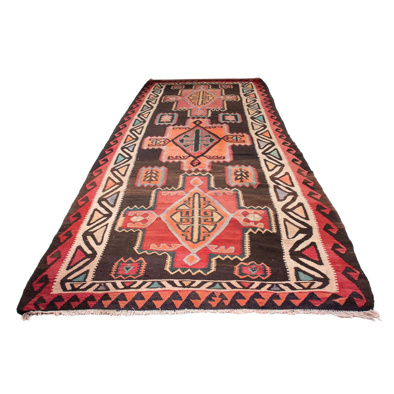 Tapis de couloir Tapis Kelim - Vieux - 435 x 158 cm - marron foncé
