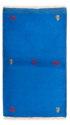 Tapis Gabbeh - Indus - 160 x 90 cm - bleu