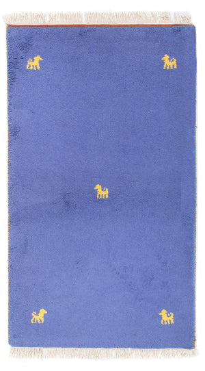 Tapis Gabbeh - Indus - 160 x 94 cm - bleu