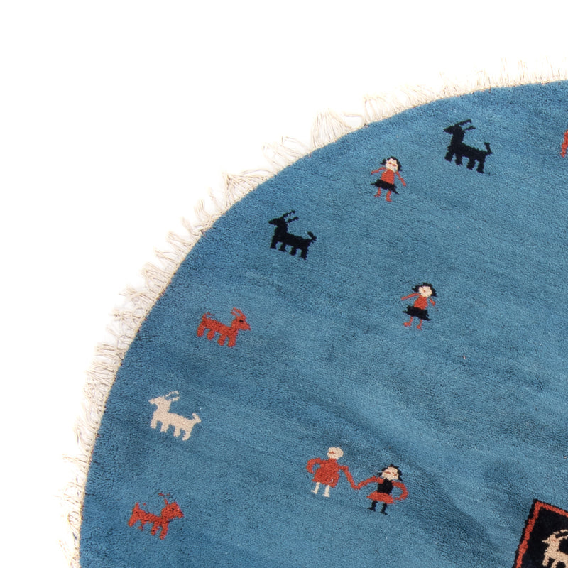 Tapis Gabbeh - Indus ronde  - 195 x 195 cm - bleu