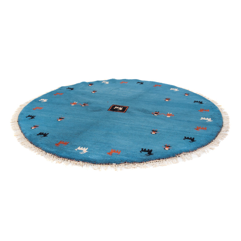 Tapis Gabbeh - Indus ronde  - 195 x 195 cm - bleu