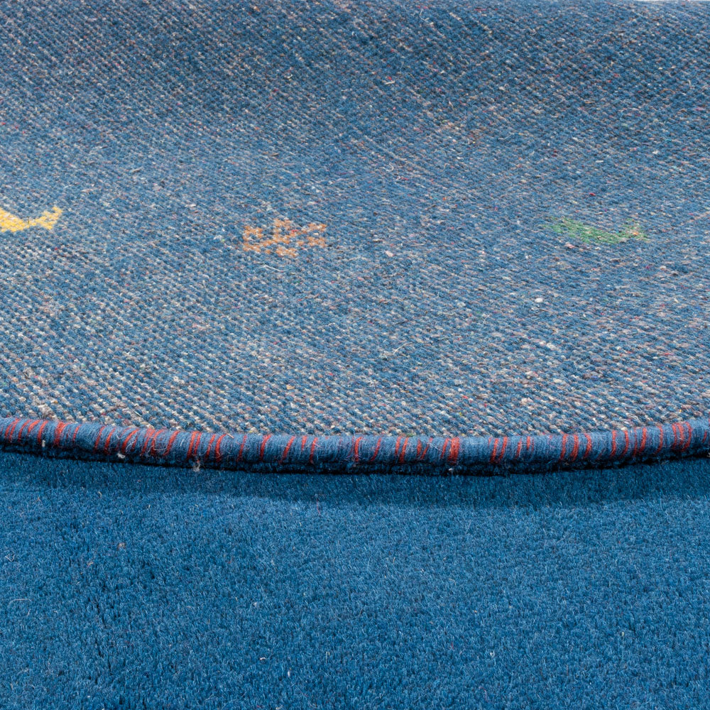 Tapis Gabbeh - Indus ronde  - 196 x 196 cm - bleu