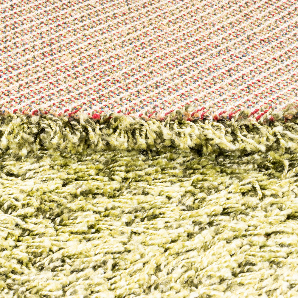 Tapis à poils longs ronde  - 200 x 200 cm - vert olive