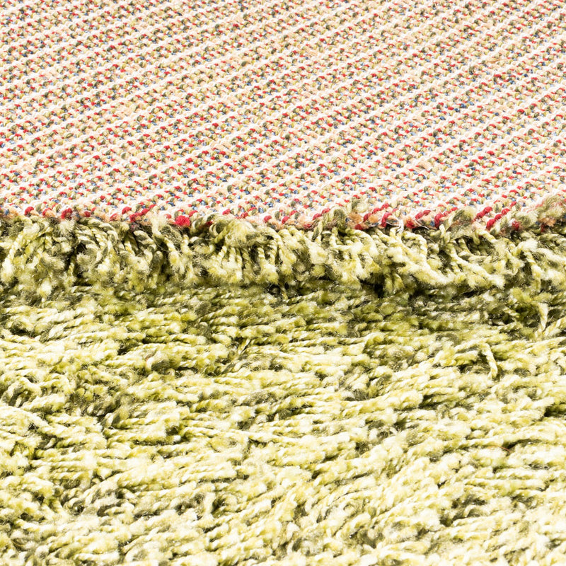 Tapis à poils longs ronde  - 200 x 200 cm - vert olive