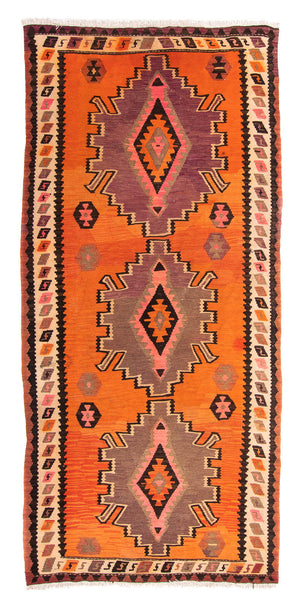 Tapis de couloir Tapis Kelim - Vieux - 265 x 135 cm - multicolore