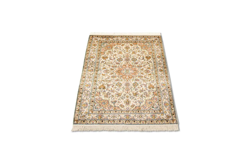 Tapis en soie - Soie du Cachemire - 95 x 62 cm - beige