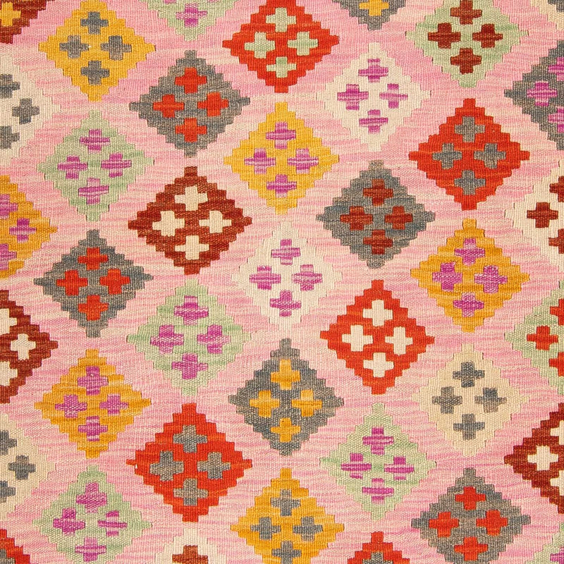 Tapis Kelim - Splash - 204 x 148 cm - rose