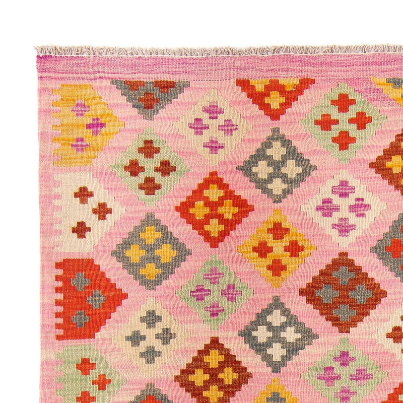 Tapis Kelim - Splash - 204 x 148 cm - rose