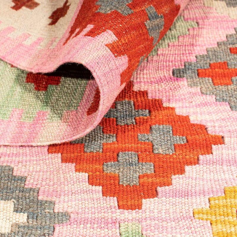 Tapis Kelim - Splash - 204 x 148 cm - rose