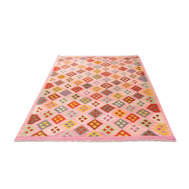 Tapis Kelim - Splash - 204 x 148 cm - rose