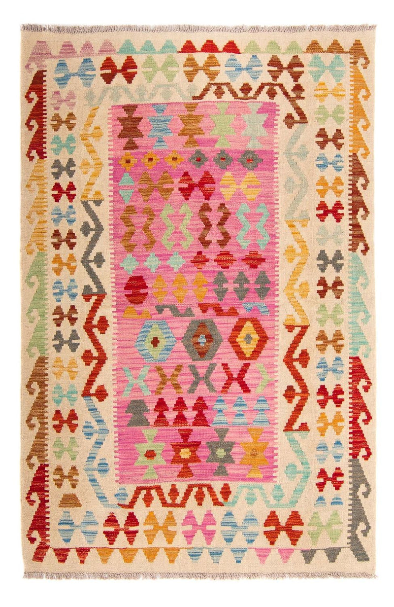 Tapis Kelim - Splash - 175 x 130 cm - rose