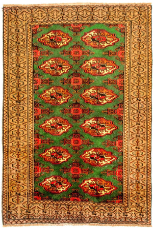 Tapis Turkaman - 143 x 102 cm - vert