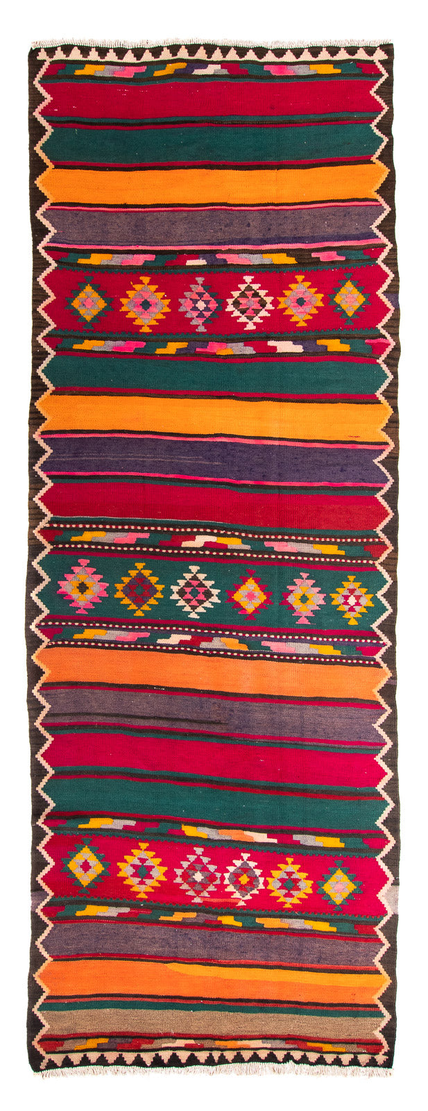 Tapis de couloir Tapis Kelim - Vieux - 365 x 130 cm - multicolore