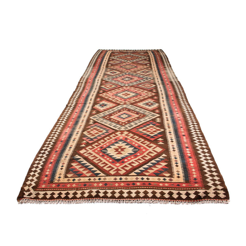 Tapis de couloir Tapis Kelim - Vieux - 402 x 135 cm - multicolore