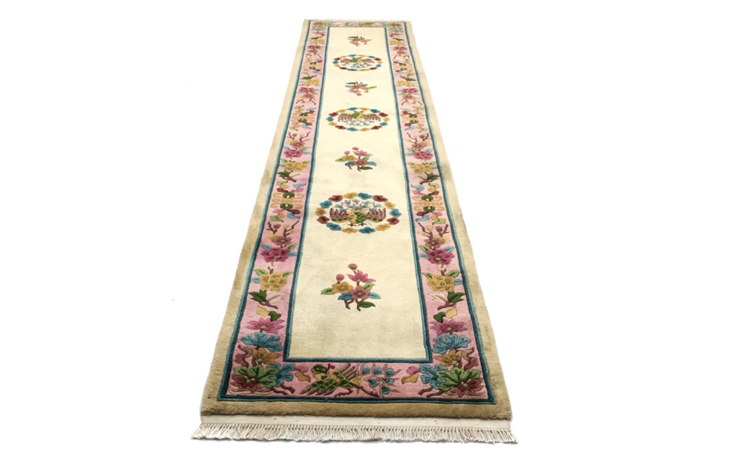 Tapis de couloir Tapis chinois - 338 x 70 cm - beige
