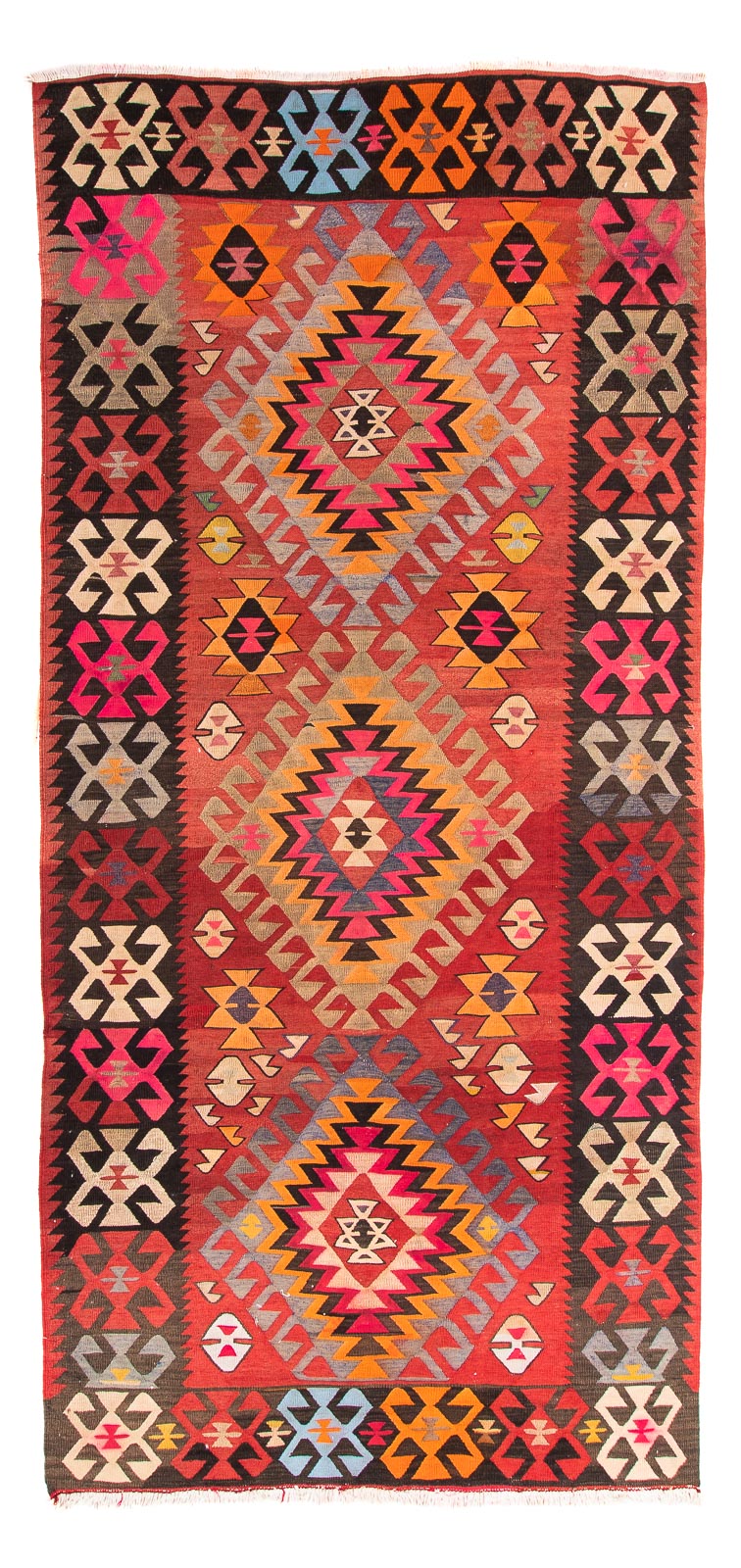 Tapis de couloir Tapis Kelim - Vieux - 350 x 150 cm - multicolore