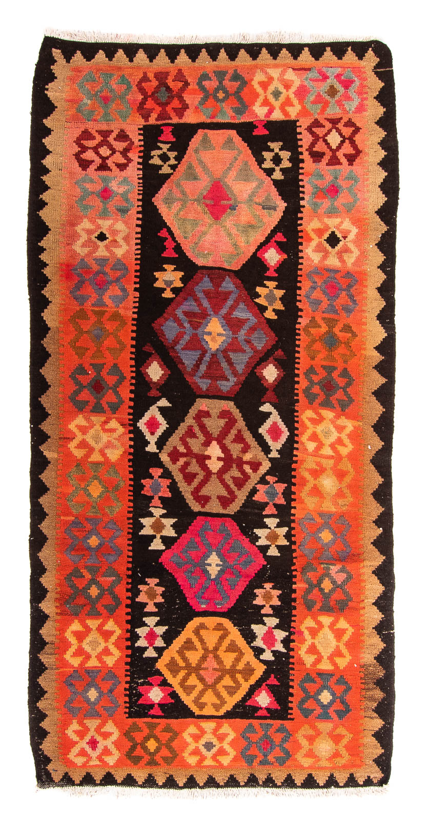 Tapis de couloir Tapis Kelim - Vieux - 240 x 117 cm - multicolore