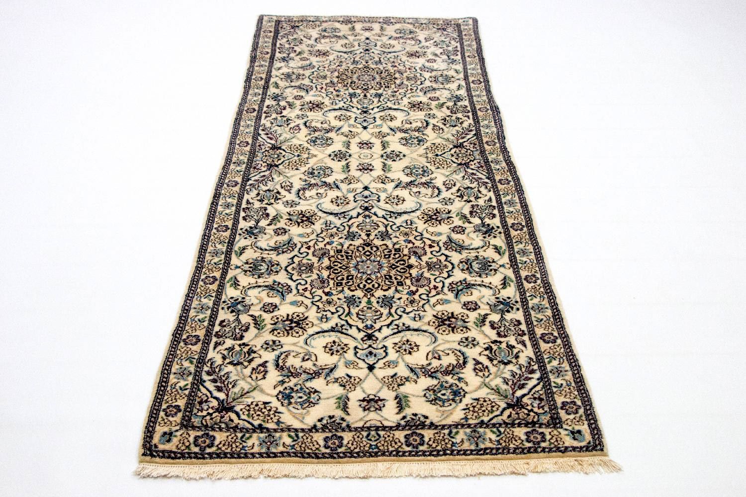 Tapis de couloir Tapis persan - Nain - Royal - 254 x 88 cm - beige