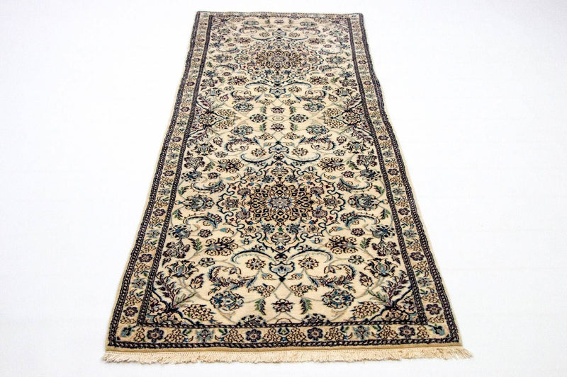 Tapis de couloir Tapis persan - Nain - Royal - 254 x 88 cm - beige