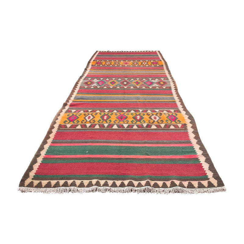 Tapis de couloir Tapis Kelim - Vieux - 400 x 142 cm - multicolore