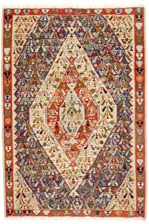 Tapis Kelim - Vieux - 153 x 119 cm - bleu
