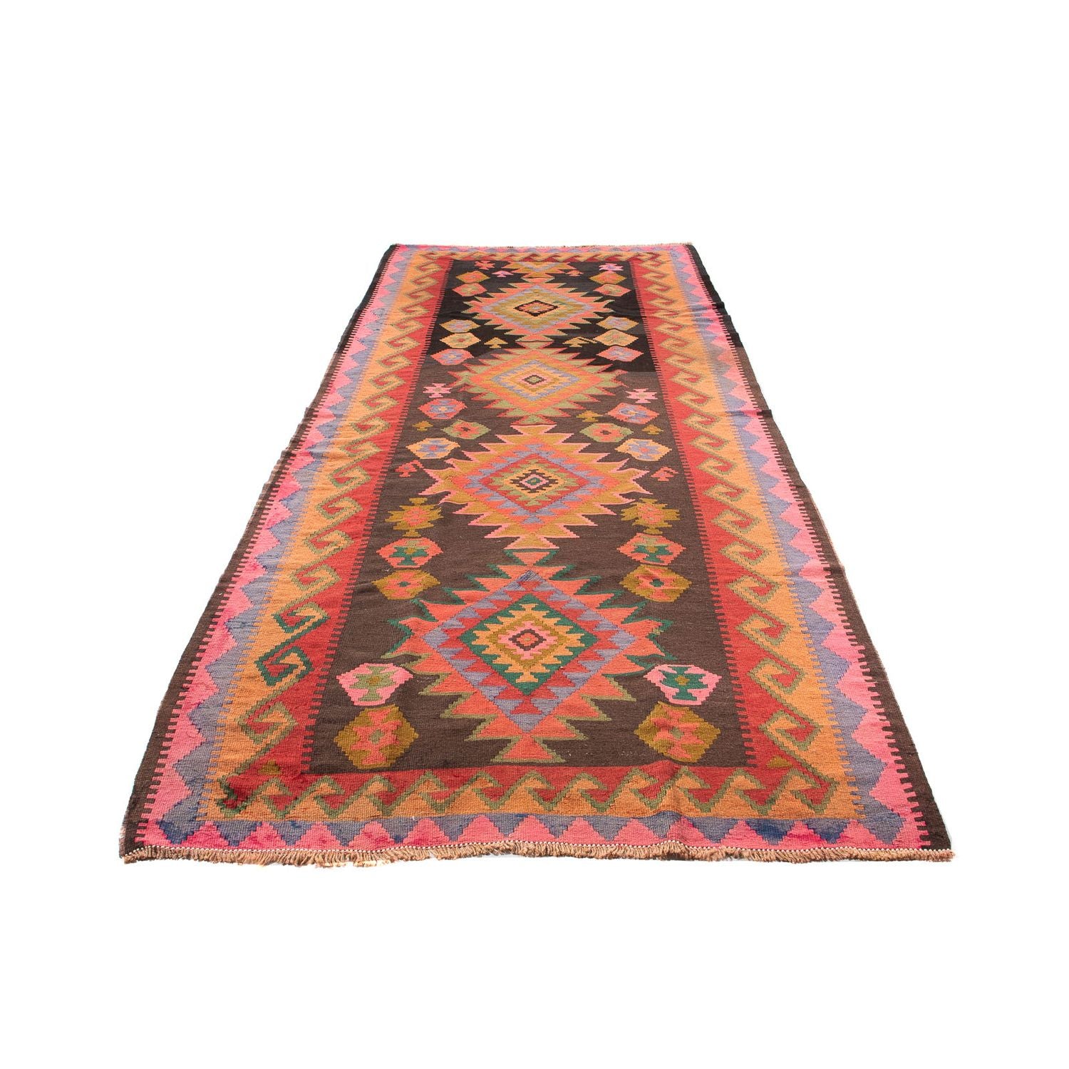 Tapis de couloir Tapis Kelim - Vieux - 330 x 155 cm - multicolore