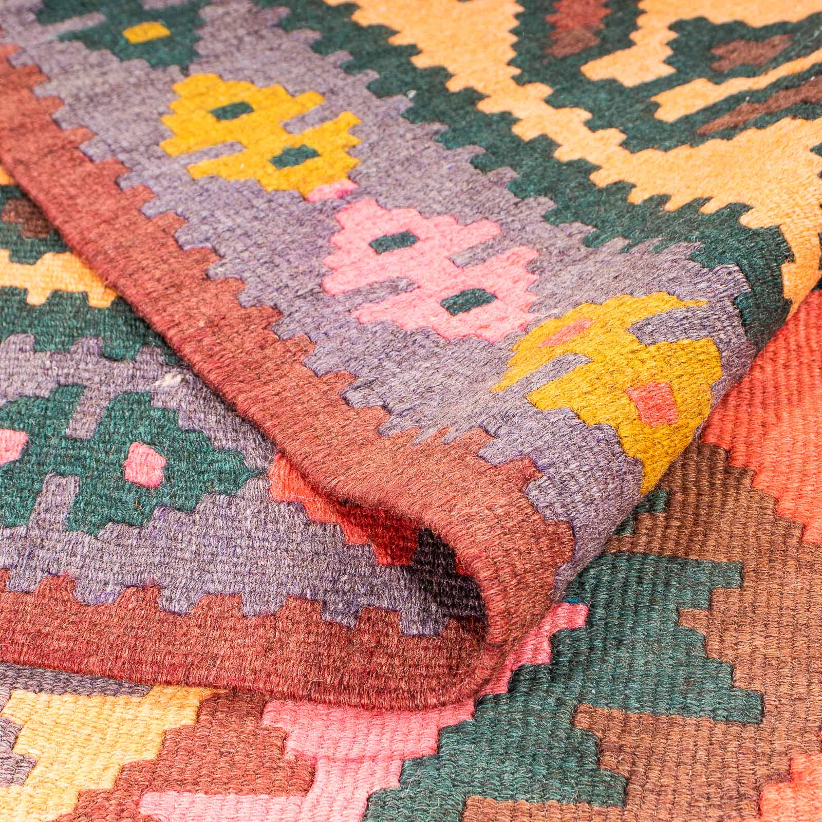 Tapis de couloir Tapis Kelim - Vieux - 300 x 150 cm - multicolore