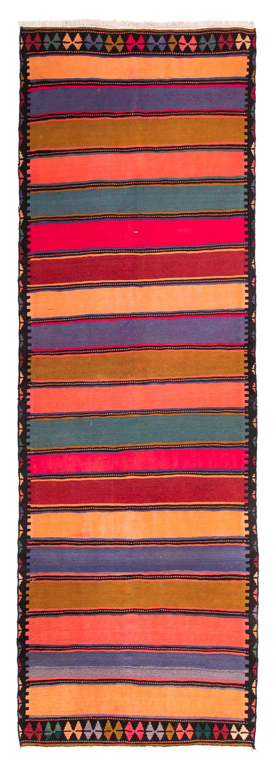 Tapis de couloir Tapis Kelim - Vieux - 370 x 137 cm - multicolore