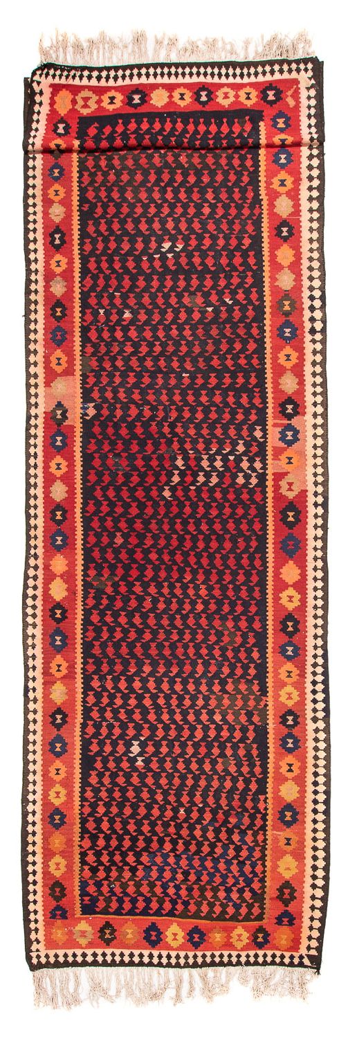 Tapis de couloir Tapis Kelim - Vieux - 450 x 120 cm - bleu foncé