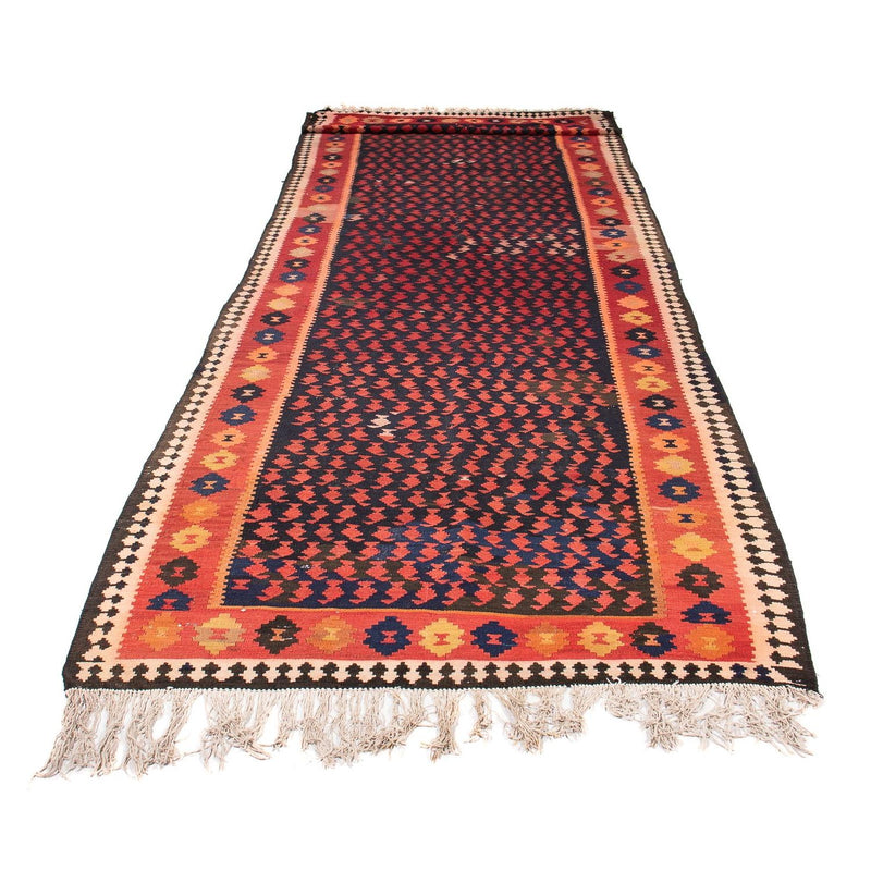 Tapis de couloir Tapis Kelim - Vieux - 450 x 120 cm - bleu foncé