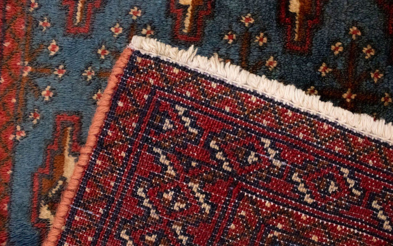 Tapis Turkaman - 130 x 60 cm - bleu
