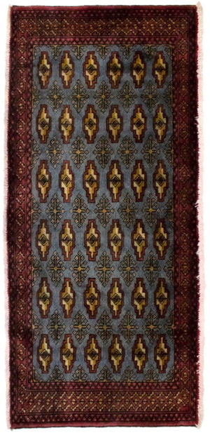 Tapis Turkaman - 130 x 60 cm - bleu