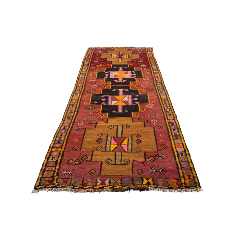 Tapis de couloir Tapis Kelim - Vieux - 375 x 130 cm - multicolore
