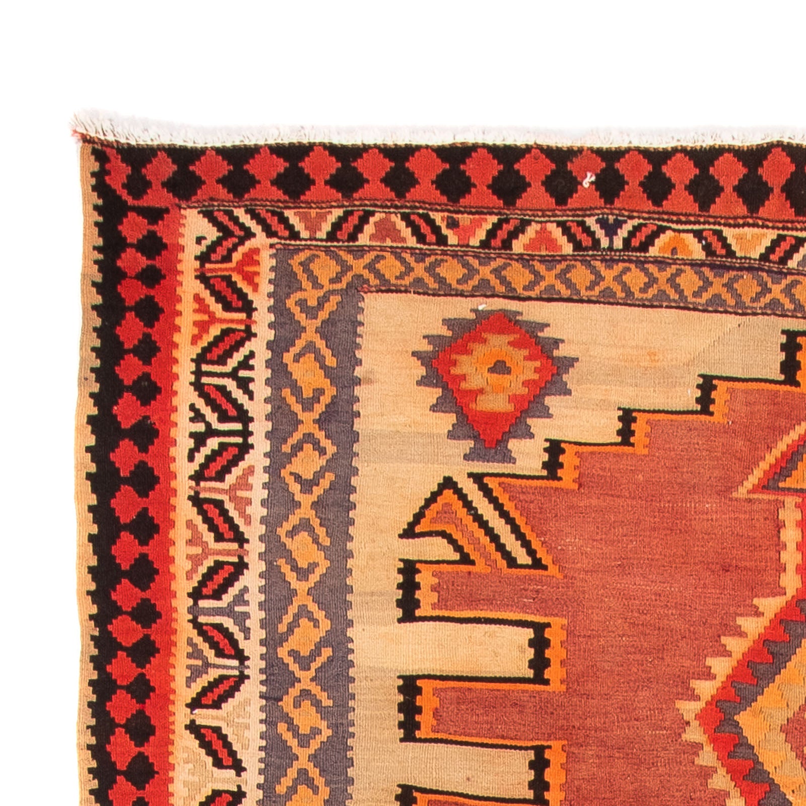 Tapis de couloir Tapis Kelim - Vieux - 300 x 150 cm - multicolore