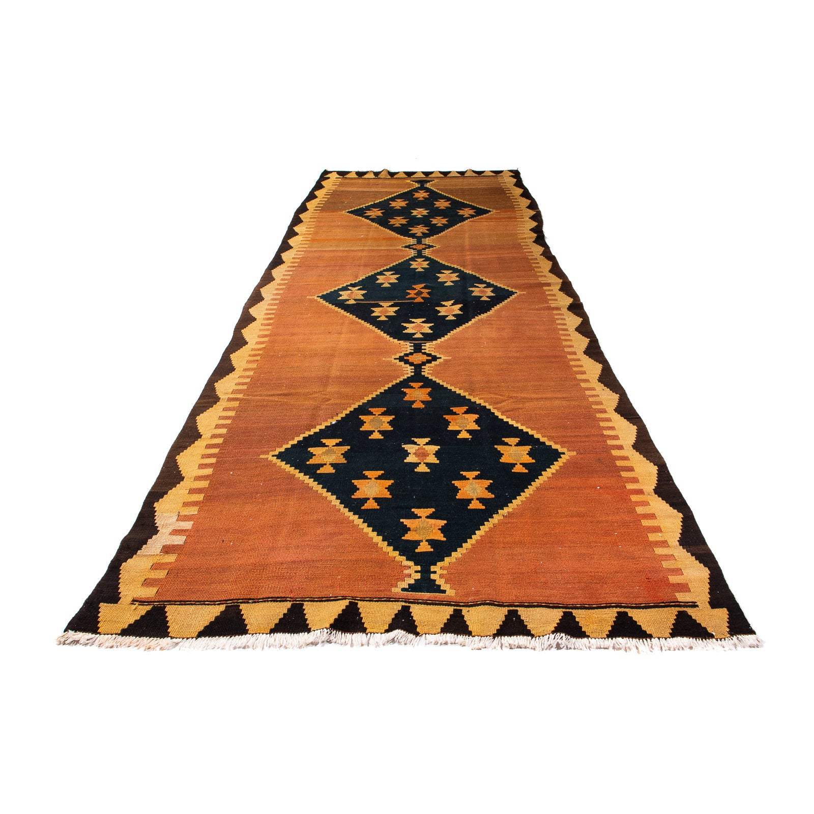 Tapis de couloir Tapis Kelim - Vieux - 375 x 124 cm - multicolore