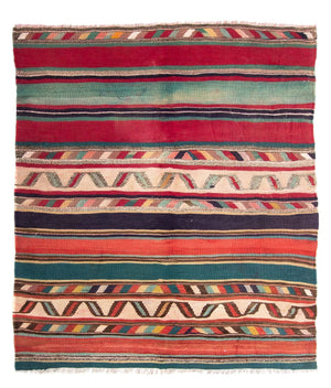 Tapis Kelim - Vieux - 204 x 184 cm - multicolore