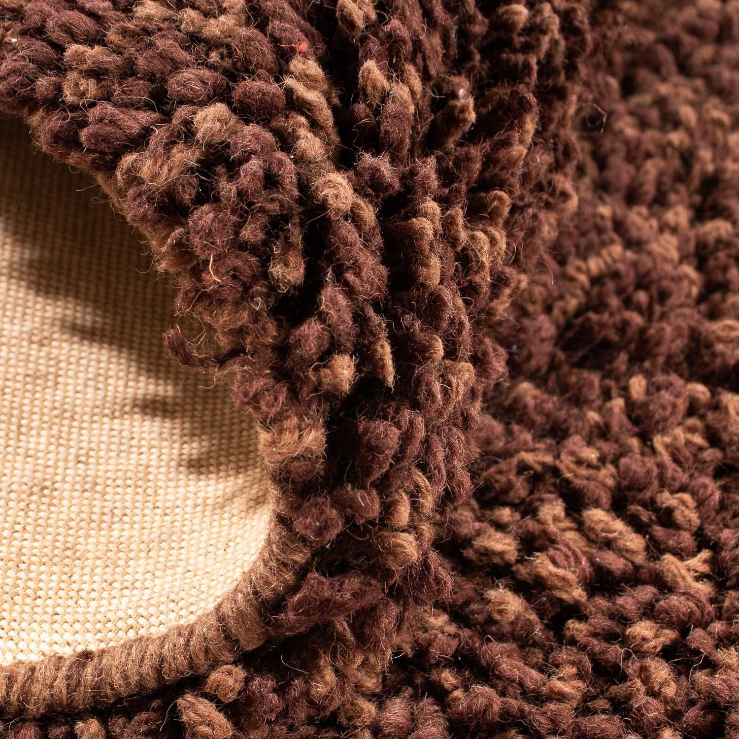 Tapis à poils longs ronde  - 150 x 150 cm - marron