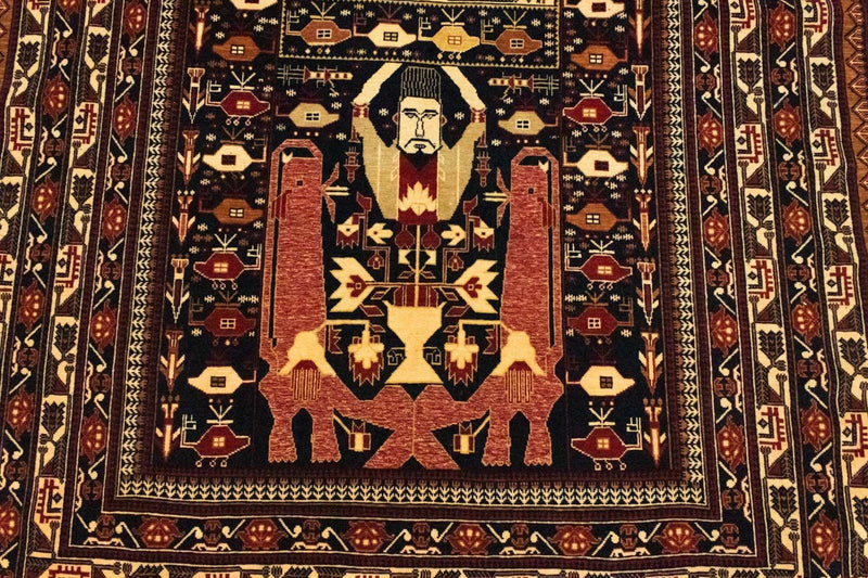 Tapis afghan - 196 x 122 cm - bleu