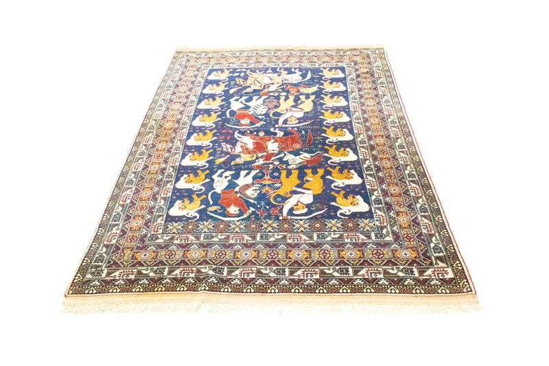 Tapis afghan - 195 x 128 cm - bleu