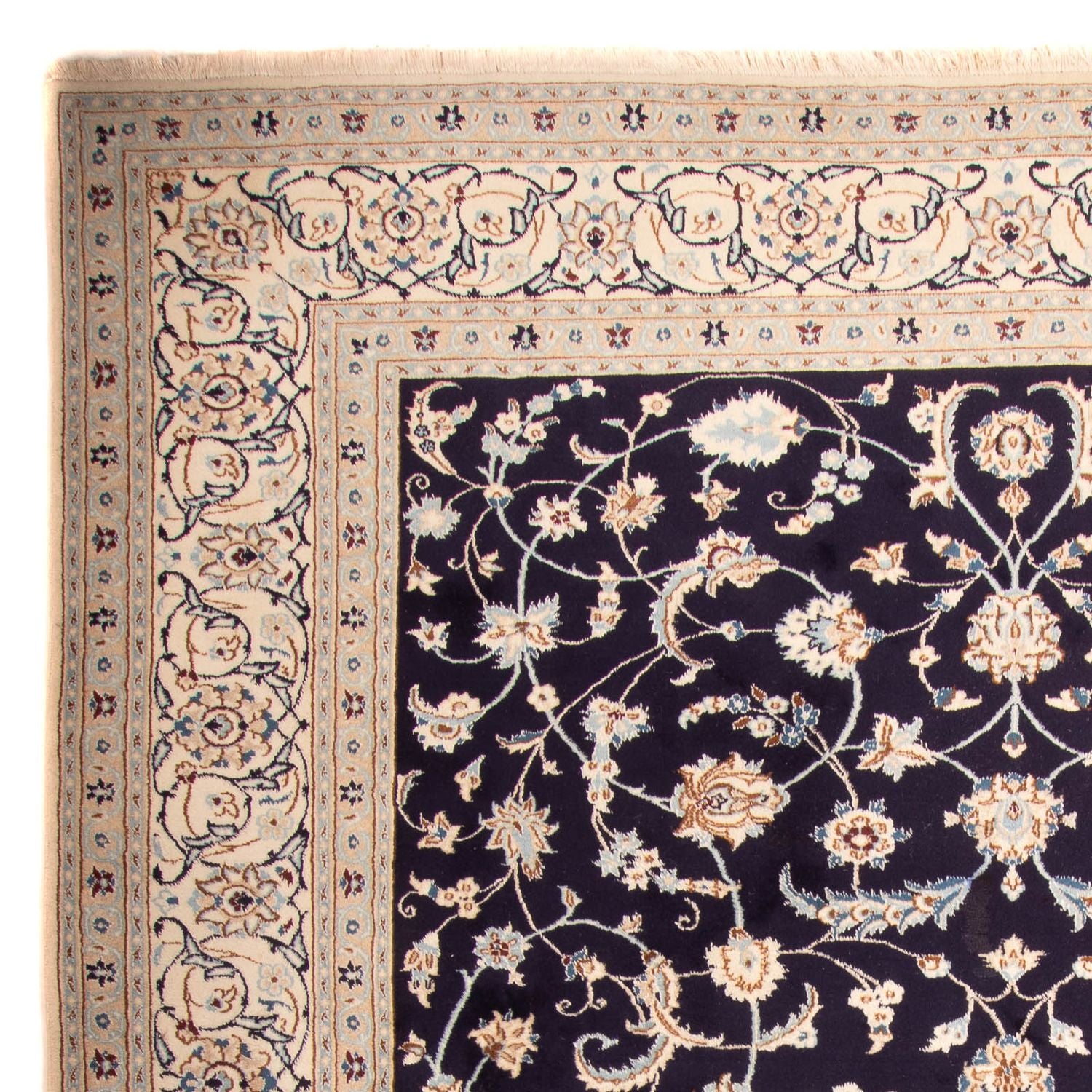 Tapis persan - Nain - Royal - 383 x 286 cm - bleu foncé