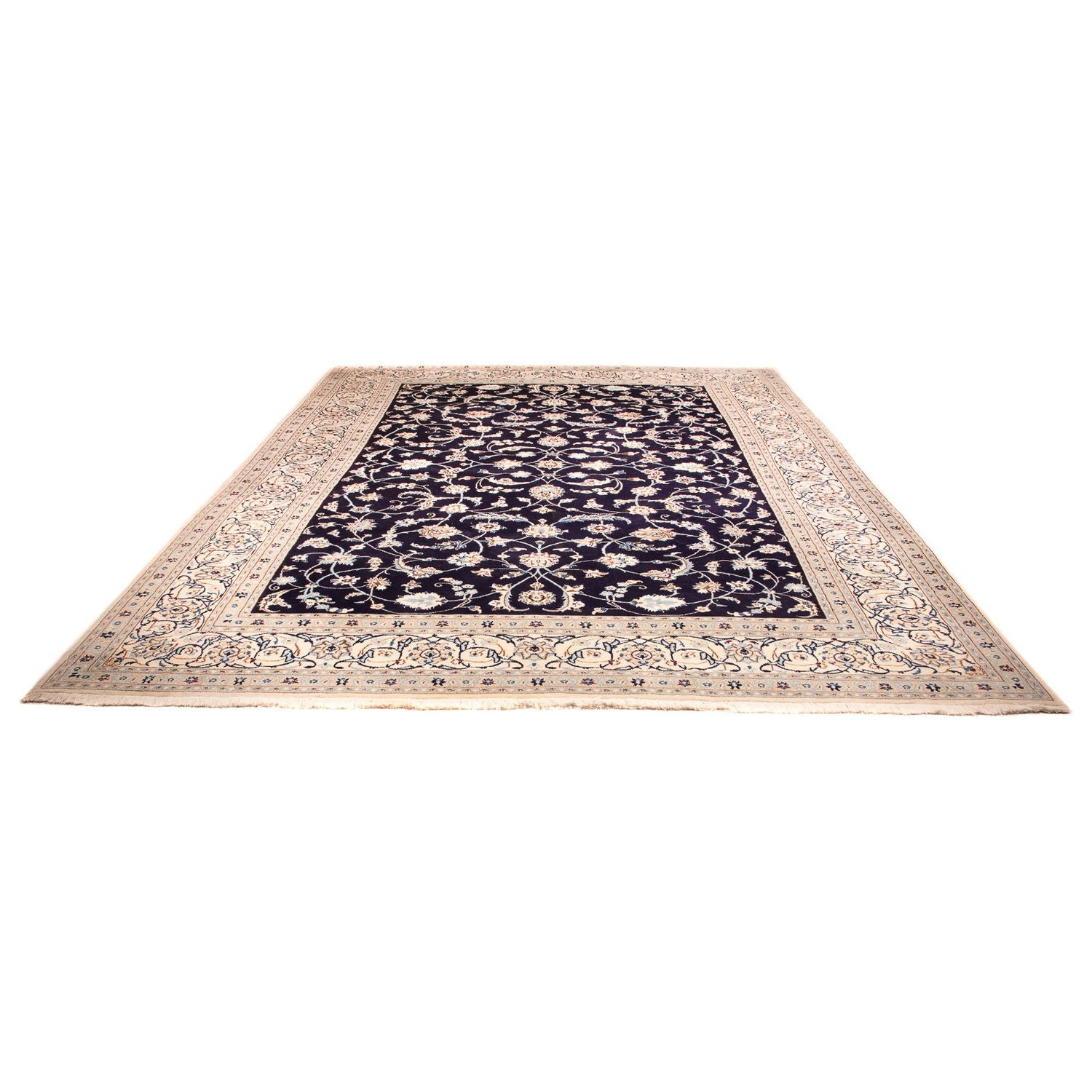 Tapis persan - Nain - Royal - 383 x 286 cm - bleu foncé
