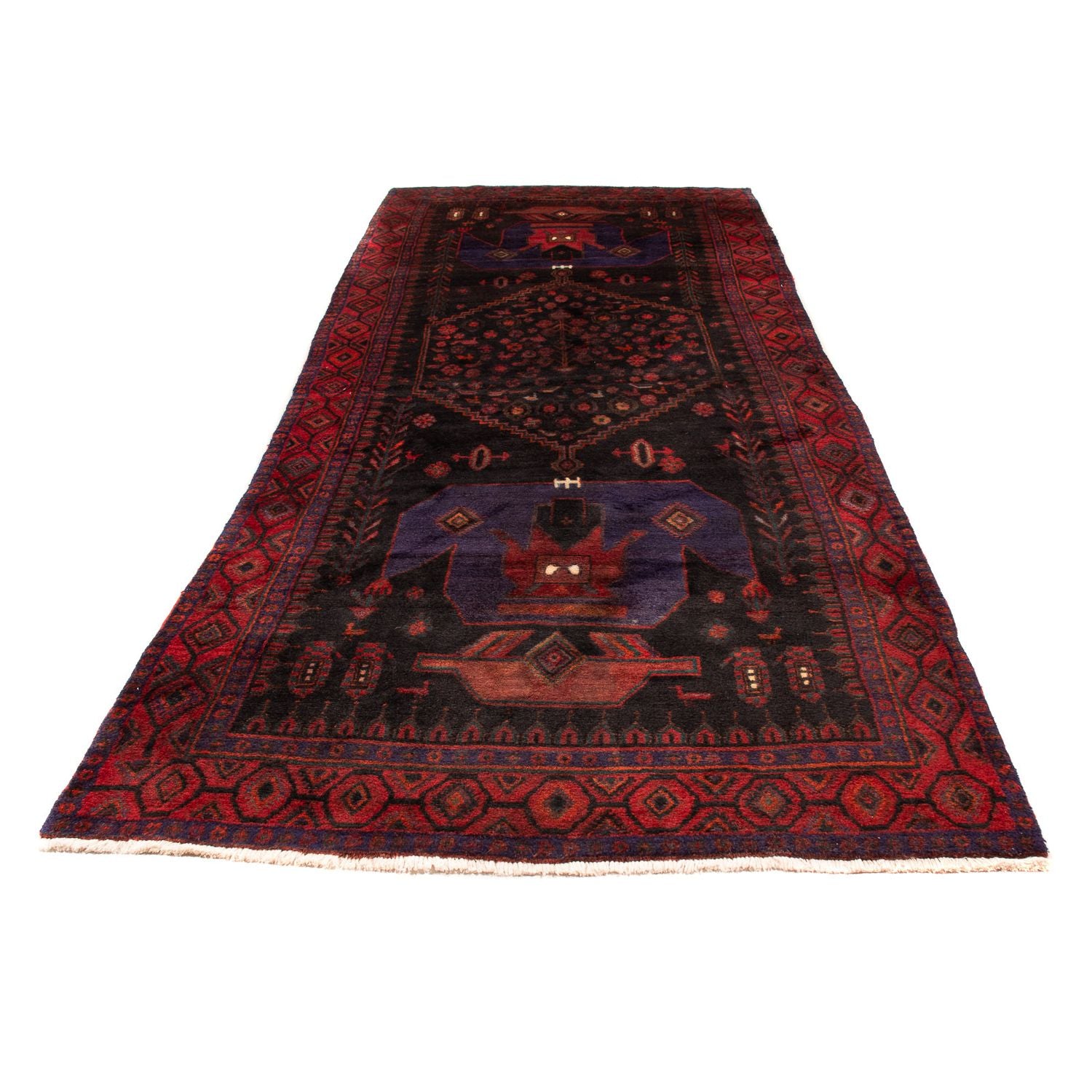 Tapis de couloir Tapis persan - Nomadic - 380 x 146 cm - bleu foncé