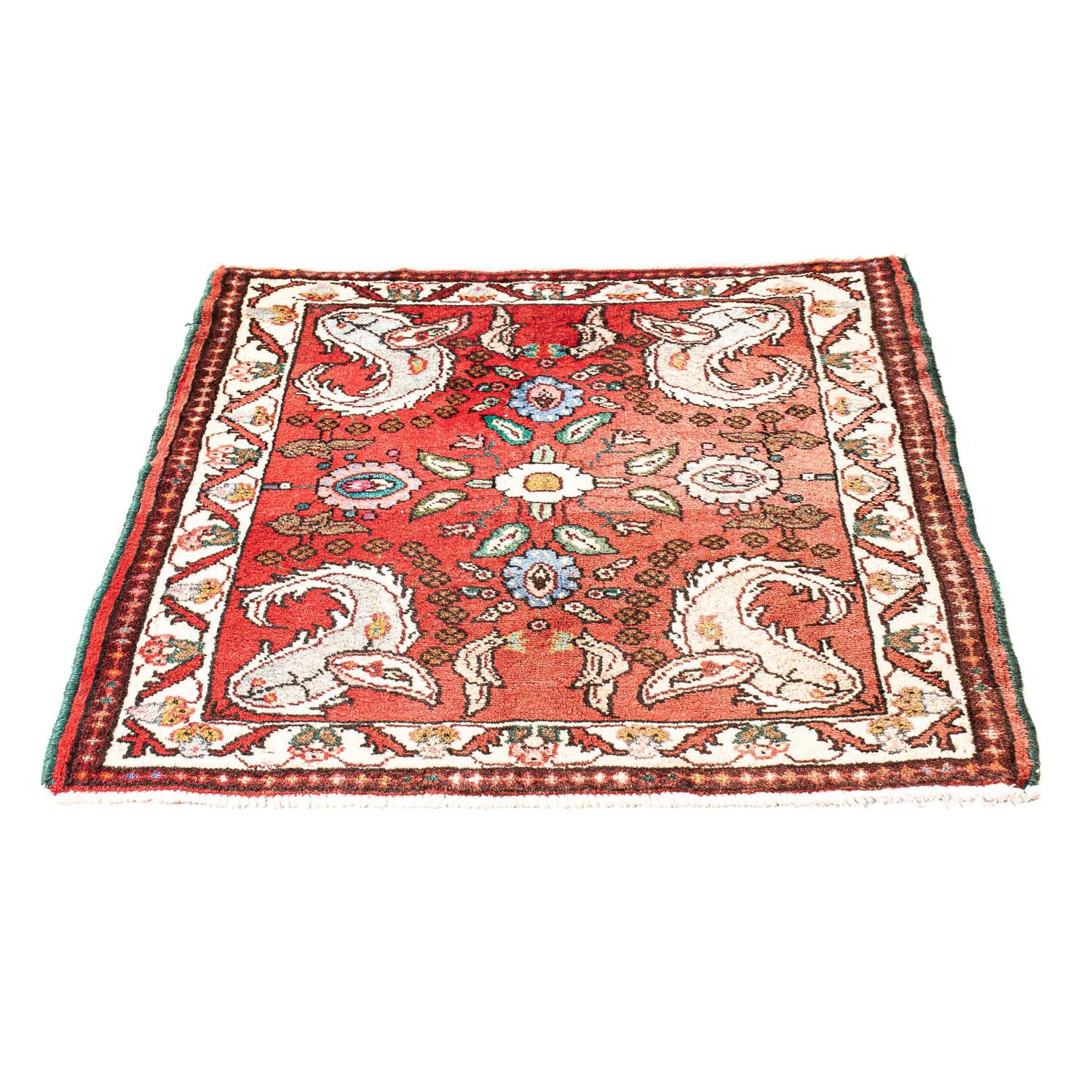 Tapis persan - Classique carré  - 81 x 75 cm - rouge