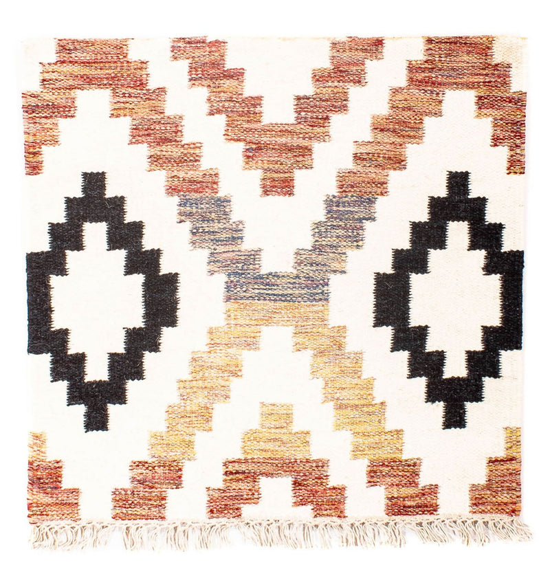 Tapis Kelim - Tendance carré  - 69 x 67 cm - beige