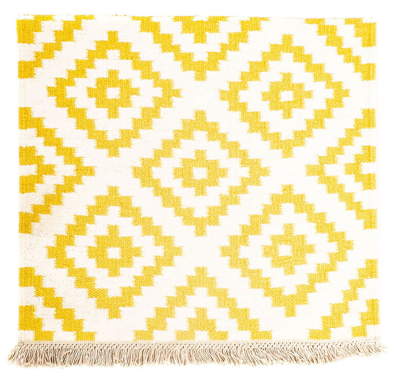 Tapis Kelim - Tendance carré  - 80 x 72 cm - beige