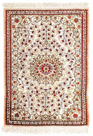 Tapis en soie - Ghom soie - Premium - 80 x 59 cm - beige